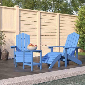 vidaXL Tuinstoelen Adirondack met voetenbank en tafel HDPE, Verzenden, Nieuw