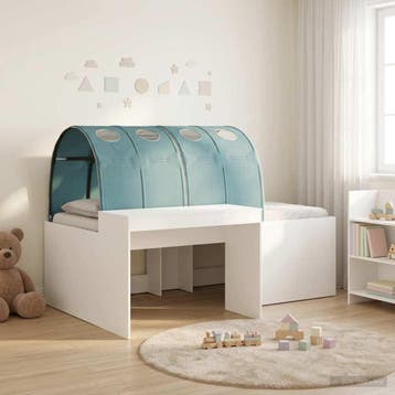 vidaXL Bed met Tunnel 3 st Wit en Lichtblauw Bewerkt hout, Huis en Inrichting, Slaapkamer | Bedden, Verzenden, Nieuw