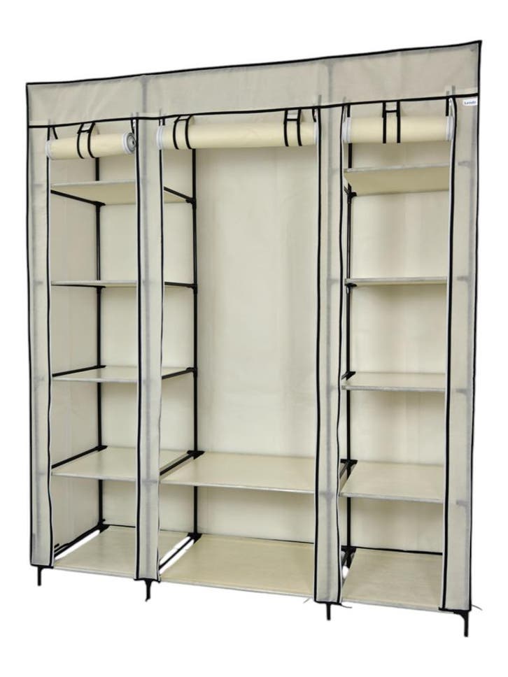 Lendo Online Armoire Pliable 145x44x170 cm Acier Crème, Maison & Meubles, Armoires | Penderies & Garde-robes
