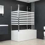 vidaXL Badwand gestreept 120x68x130 cm gehard glas, Verzenden, Nieuw