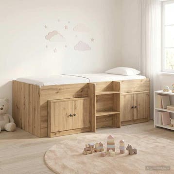 vidaXL Loft Bed Frame met Kast 3 st Artisanaal eiken Bewerkt, Verzenden, Nieuw