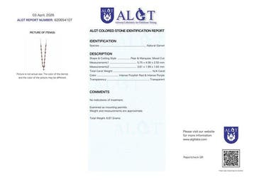 Zonder minimumprijs - Halsketting Zilver - Garnet -, Nieuw