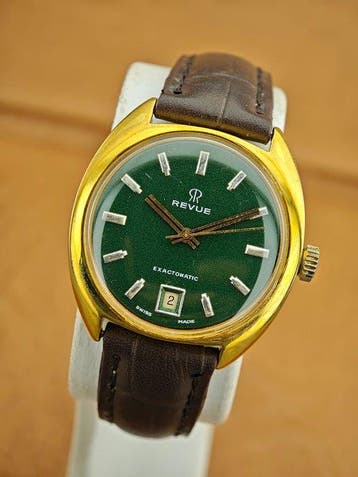 revue - Exactomatic – Vintage Swiss Automatic – Green Dial –, Nieuw
