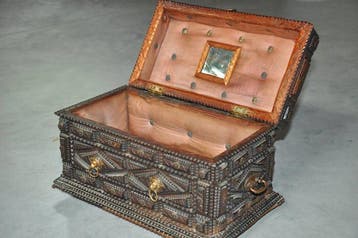 Sieradendoos - Hout - Tramp art, Antiek en Kunst
