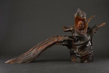 Fudo Myoo (Acala) Sculpture from a Single Block of Natural