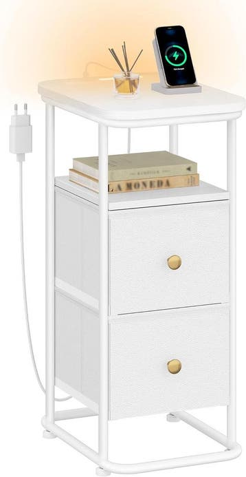 Hzuaneri Nachtkastje, smalle bijzettafel met ledverlichting,, Huis en Inrichting, Verzenden, Nieuw