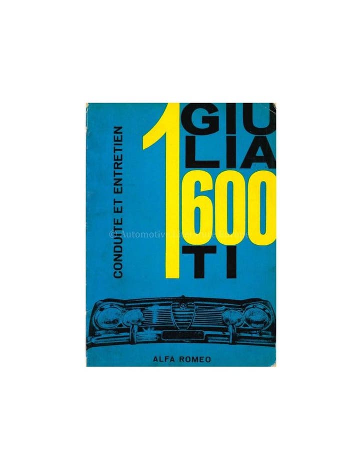 1963 ALFA ROMEO GIULIA 1600 TI INSTRUCTIEBOEKJE FRANS, Auto diversen, Handleidingen en Instructieboekjes, Ophalen of Verzenden