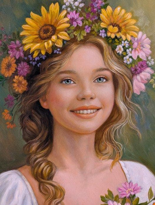 Giorgio Vitale (XX-XXI) - Bellezza tra i fiori, Antiquités & Art, Art | Peinture | Classique