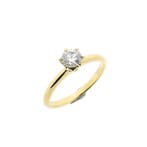 Gouden solitairring met diamant; 0,33 ct., Handtassen en Accessoires, Ringen, Gebruikt, Overige kleuren, Ophalen of Verzenden