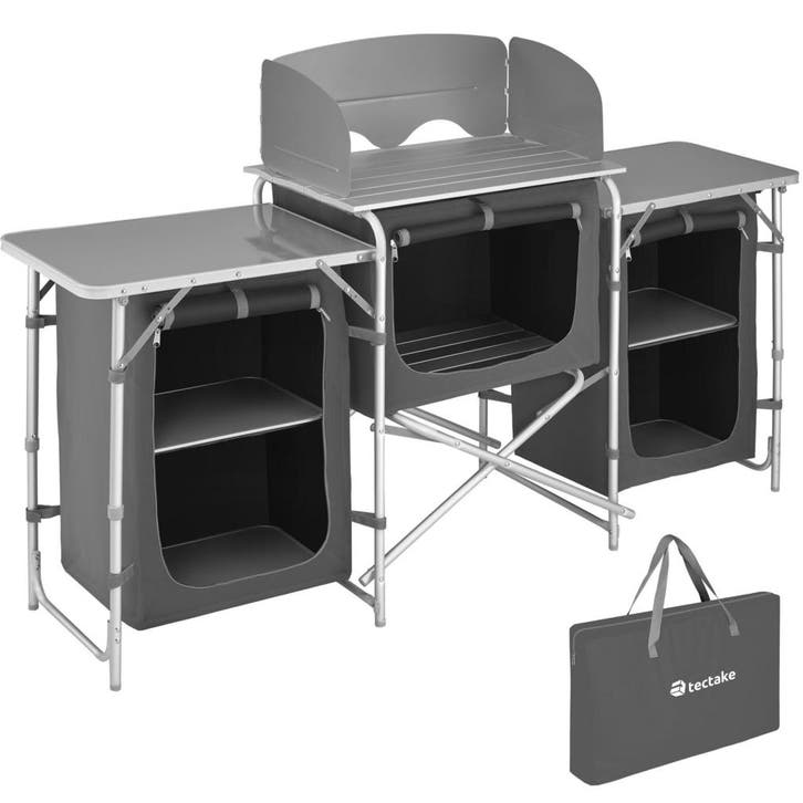 tectake Campingkeuken met aluminium frame 172 x 52 x 104 cm, Caravans en Kamperen, Kampeeraccessoires, Verzenden