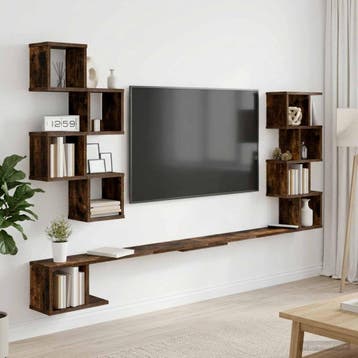 vidaXL Wandgemonteerd TV Rek Gerookt eiken 180 x 15 x 94 cm, Verzenden