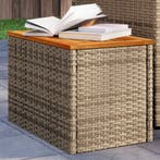 vidaXL Tuinbijzettafels 2 st 55x34x37 cm poly rattan en hout, Verzenden, Nieuw