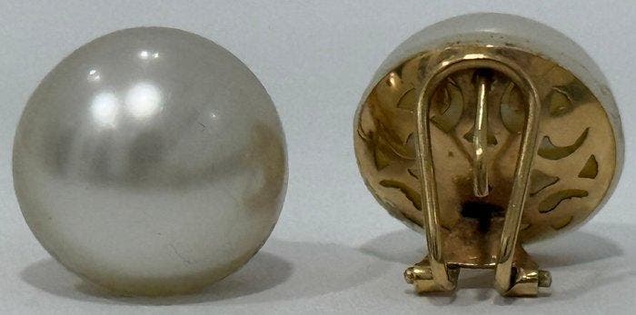 Oorbellen - 18 karaat Geel goud Parel, Bijoux, Sacs & Beauté, Boucles d'oreilles