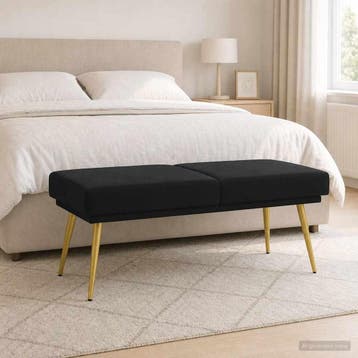 vidaXL Dubbel-laags bank Zwart 120 x 45 x 46 cm fluweel, Verzenden
