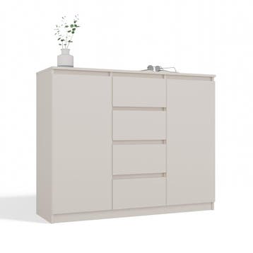 Dressoir - 120 cm 4 lades  creme 2D4S creme (Dressoirs), Verzenden