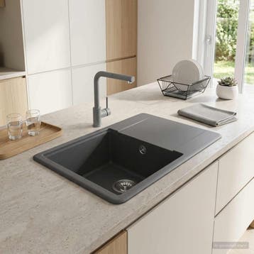 vidaXL Enkele keukenspoelbak Graniet 56 x 46 x 19 cm Grafiet, Huis en Inrichting, Verzenden, Nieuw