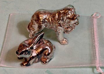 ARDE / NIGRI - Beeldje - St. Bernard Dog & Rabbit (2) - 925