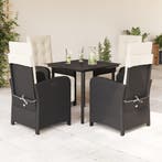 vidaXL 5-delige Tuinset met kussens poly rattan zwart, Verzenden, Nieuw, Tuinset