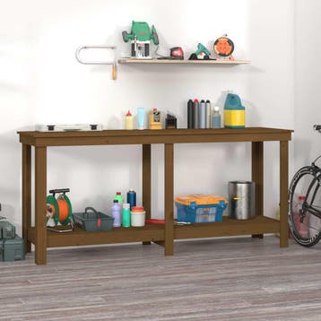vidaXL Werkbank 180x50x80 cm massief grenenhout honingbruin, Verzenden, Nieuw