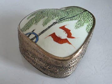 Stary chiski SHARD BOX unikatowa szkatuka z porcelan QING