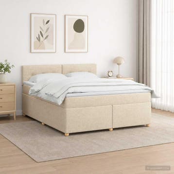 vidaXL Boxspringbed met matras Crèmekleurig 140 x 190 cm, Verzenden, Nieuw