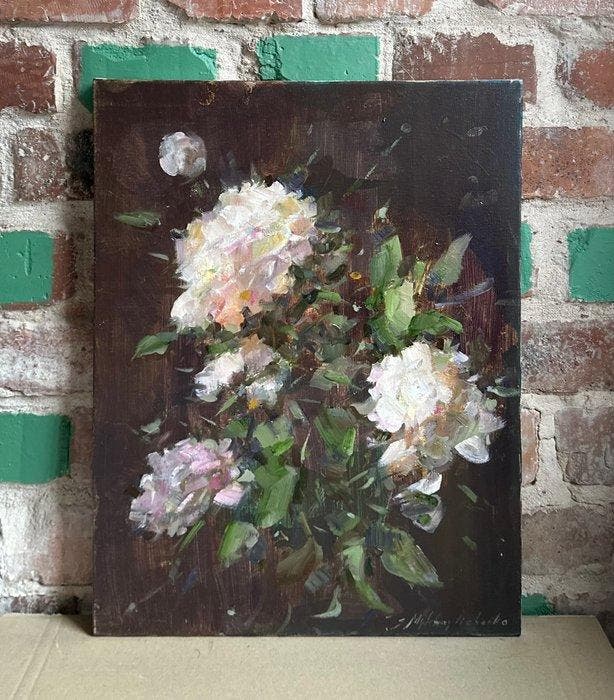 Sergey Mihailichenko (1970) - Composition with peonies, Antiek en Kunst, Kunst | Schilderijen | Klassiek