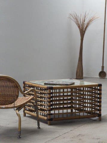 Studio Smania - Alberto Smania - Salontafel - Glas, Bamboe,, Antiek en Kunst