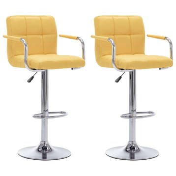 vidaXL Barstoelen 2 st stof geel, Verzenden