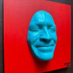 gregos - Blue light smile on red background