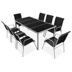 vidaXL 9-delige Tuinset staal zwart, Tuin en Terras, Verzenden, Nieuw, Tuinset