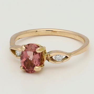 Bague - 18 carats Or rose Tourmaline - Diamant, Handtassen en Accessoires, Nieuw