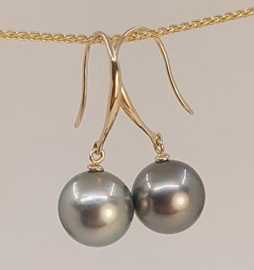 Oorbellen - 14 karaat Geel goud - 9x10 mm Tahiti parels, Nieuw