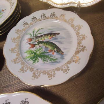 Tafelservies (14) - Veelkleurige visdecoraties – rijke