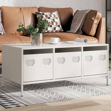 vidaXL Salontafel 101,5x50x43,5 cm koudgewalst staal wit, Verzenden, Nieuw