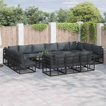 vidaXL Tuinbank Set 13 st Zwart Aluminium, Verzenden