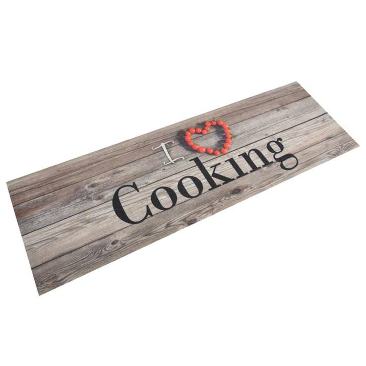vidaXL Keukenmat wasbaar cooking-print 60x180 cm fluweel, Tuin en Terras, Deurmatten, Nieuw, Verzenden