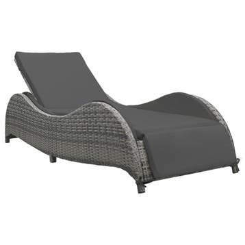 vidaXL Ligbed met kussen poly rattan antraciet, Verzenden, Nieuw
