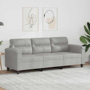vidaXL Driezitsbank / zetel 180 cm microvezelstof lichtgrijs, Verzenden, Nieuw