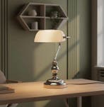 Banker Lamp Vintage - Bureaulamp - Kristal, Messing, Chroom