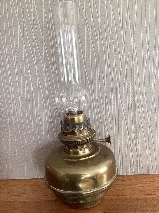 Lampe Belge Bernard - Lampe - Laiton, Cuivre, Verre -, Antiek en Kunst, Curiosa en Brocante