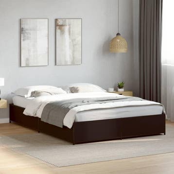vidaXL Bedframe bewerkt hout metaal zwart 140x200 cm, Verzenden, Nieuw