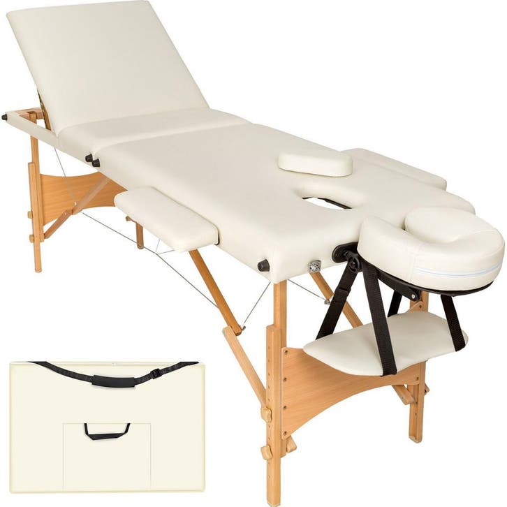 tectake Massagetafel 3 zones met vulling en houten frame - b, Sport en Fitness, Massageproducten, Verzenden