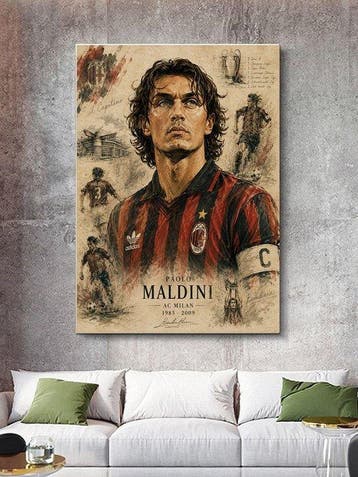Shayer - Paolo Maldini – Rossoneri Legacy - XL - 60x80cm -, Nieuw