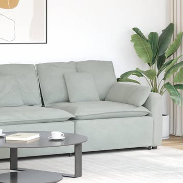 vidaXL Modulaire bank Armleuning eindmodule met kussens 100, Verzenden