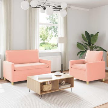 vidaXL bank / zetelstel 2 st Roze Stof, Huis en Inrichting, Zetels | Zetels, Verzenden, Nieuw