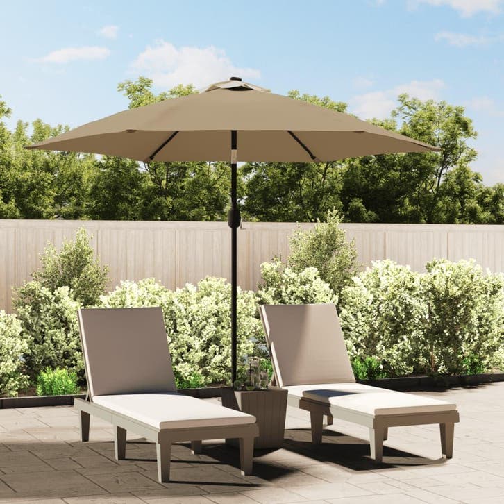 vidaXL Parasol met LED-verlichting en stalen paal 300 cm, Tuin en Terras, Parasols, Nieuw, Verzenden