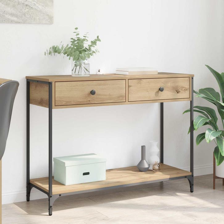 vidaXL Wandtafel Artisan Eiken 100 x 34,5 x 75 cm Bewerkt, Huis en Inrichting, Slaapkamer | Nachtkastjes, Nieuw, Verzenden