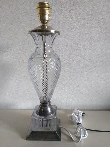 Lampe de table - Verre taillé, laiton argenté à - Lampe de, Nieuw