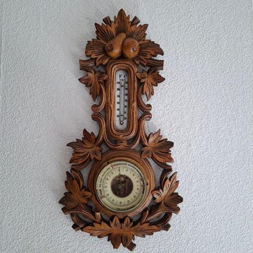 Holosteric Barometer - Hout, Messing - Ned. weeraanduidingen, Antiek en Kunst
