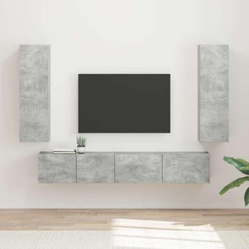 vidaXL Tv-meubelset 3 st Beton Grijs Bewerkt hout, Verzenden, Nieuw